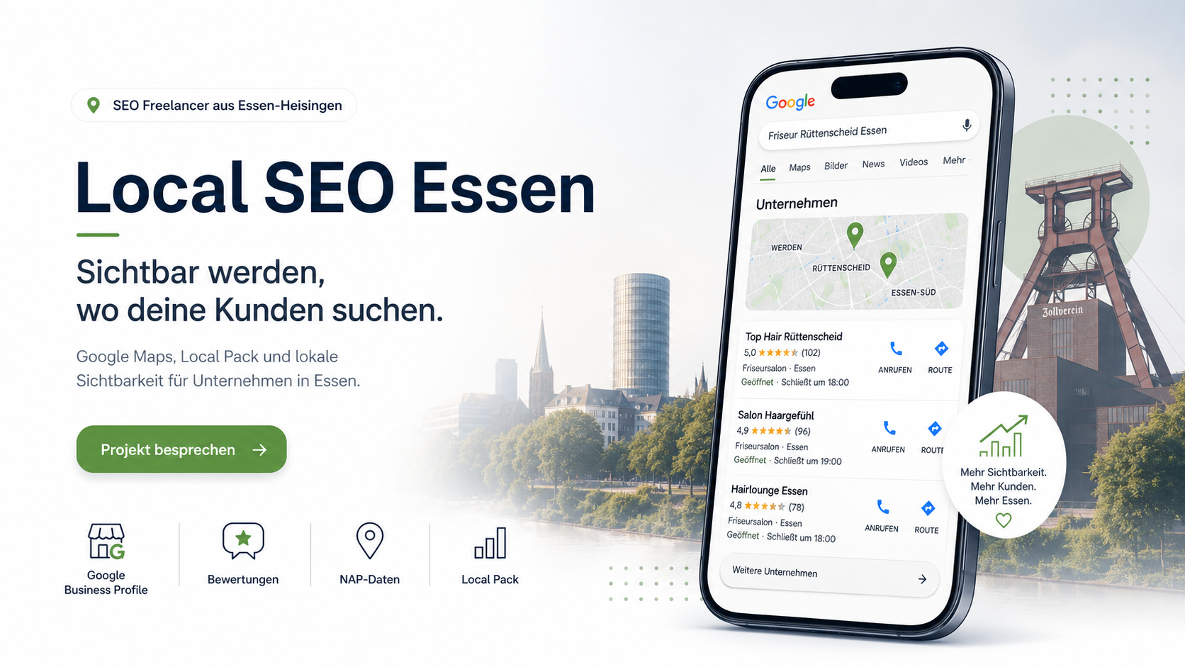 Local SEO Essen – Sichtbarkeit auf Google Maps, im Local Pack und in lokalen Suchergebnissen